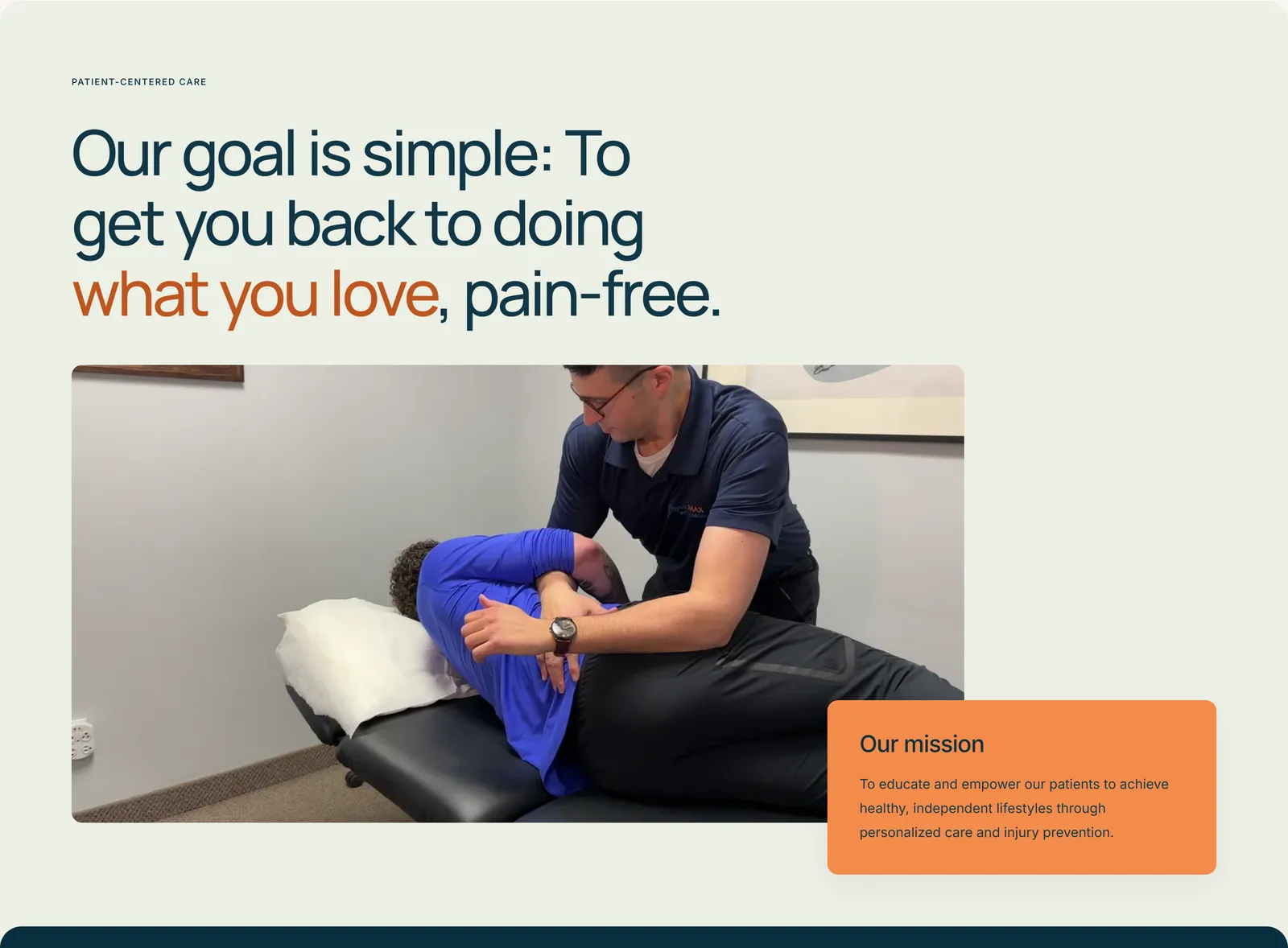 The care section of the home page.