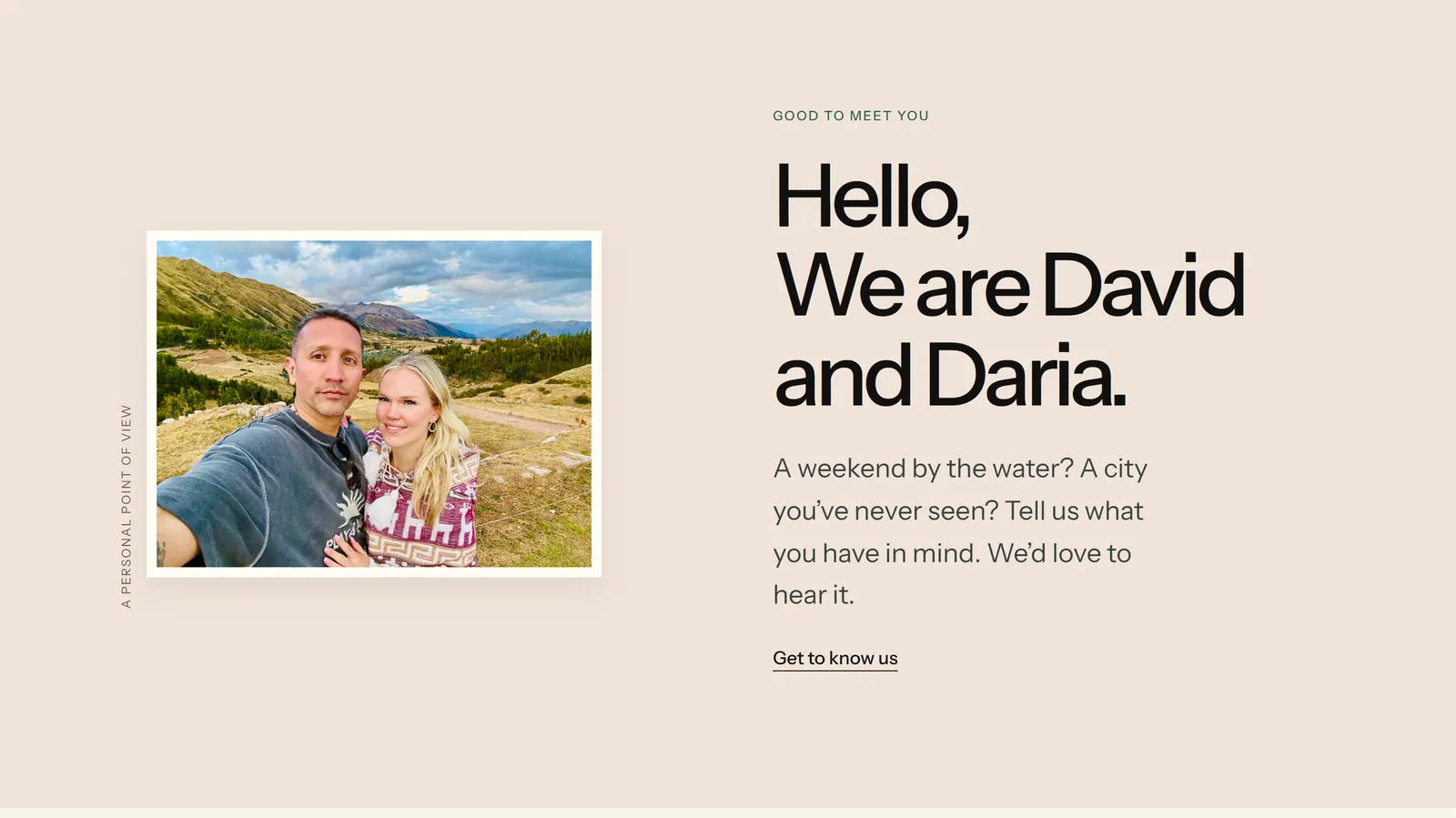 An introduction beside a photograph of the couple.