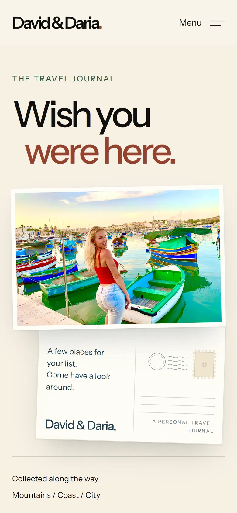 The postcard on a phone.