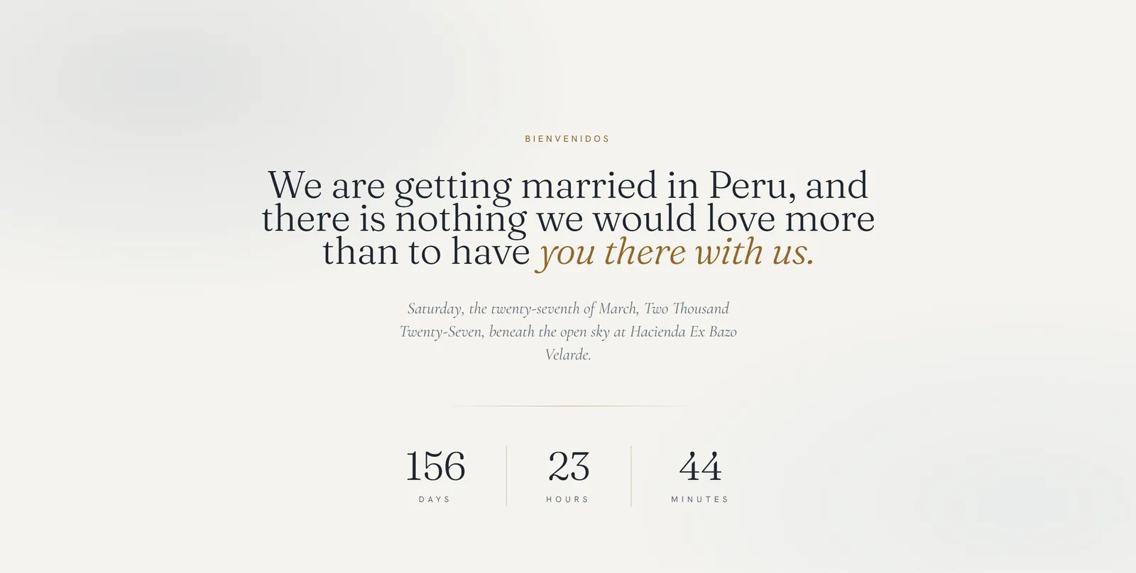 The welcome, counting down to the day.